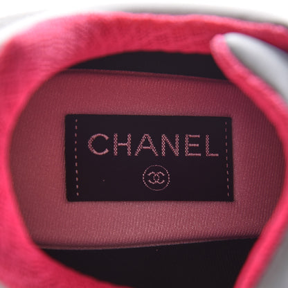 Chanel Calfskin Fabric Sneakers 41 White Silver Fluo Pink 7 of 10