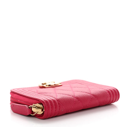 Chanel Caviar Quilted Boy Zip Around Coin Purse Wallet Red 4 of 8