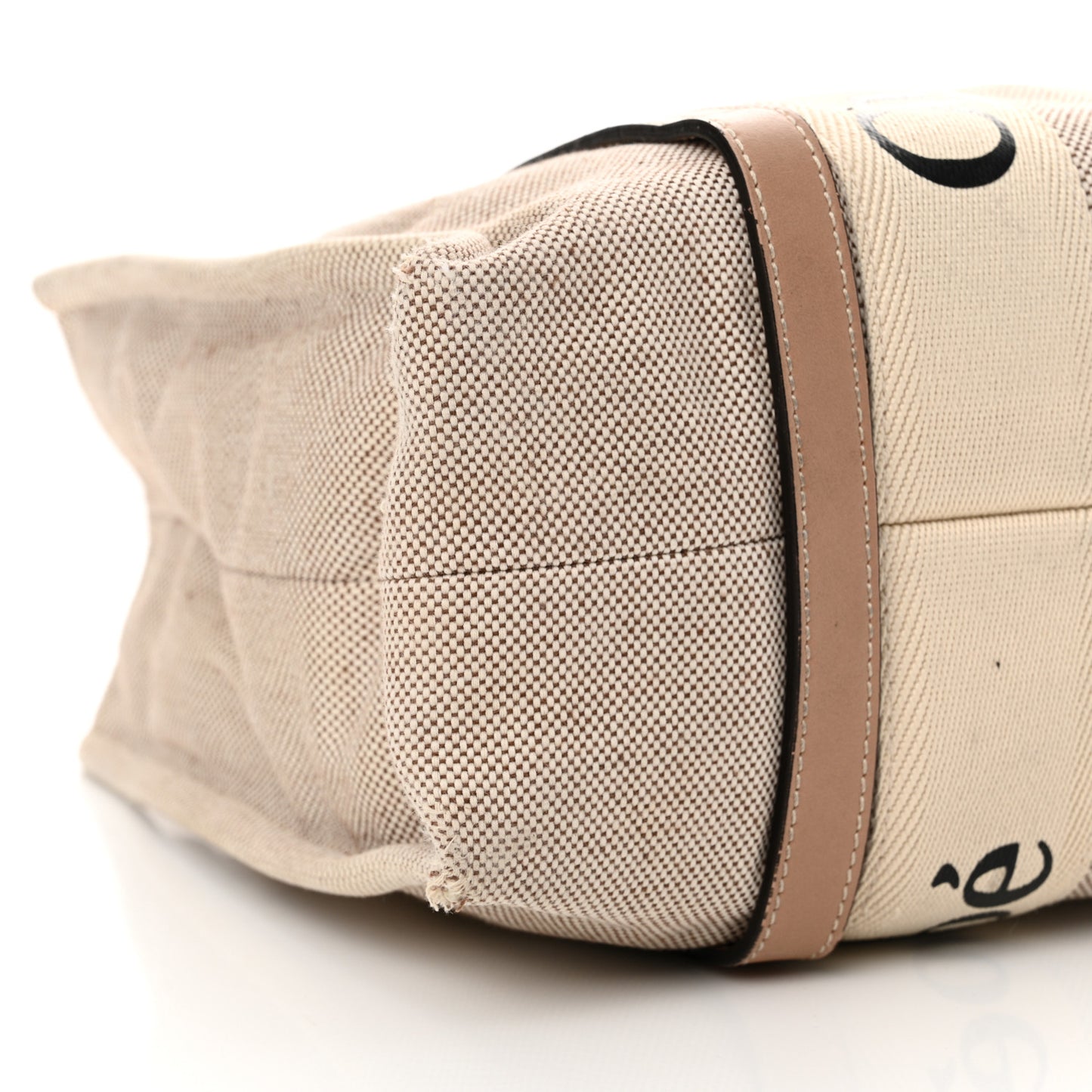Linen Calfskin Medium Woody Ribbon Tote Argil Brown