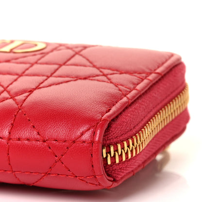 Christian Dior Lambskin Cannage Mini Caro Zipped Pouch Raspberry 7 of 7