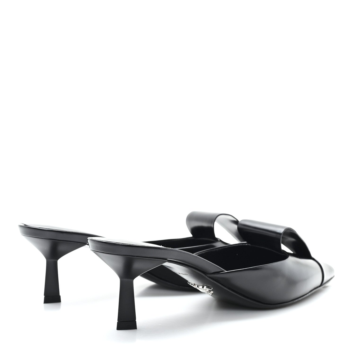 Prada Spazzolato Logo Pointed Toe 55mm Mules 37 Black 5 of 8