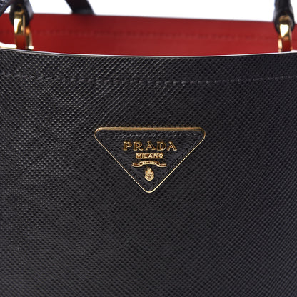 Prada Saffiano Cuir Medium Panier Bucket Bag Black Fuoco 7 of 9