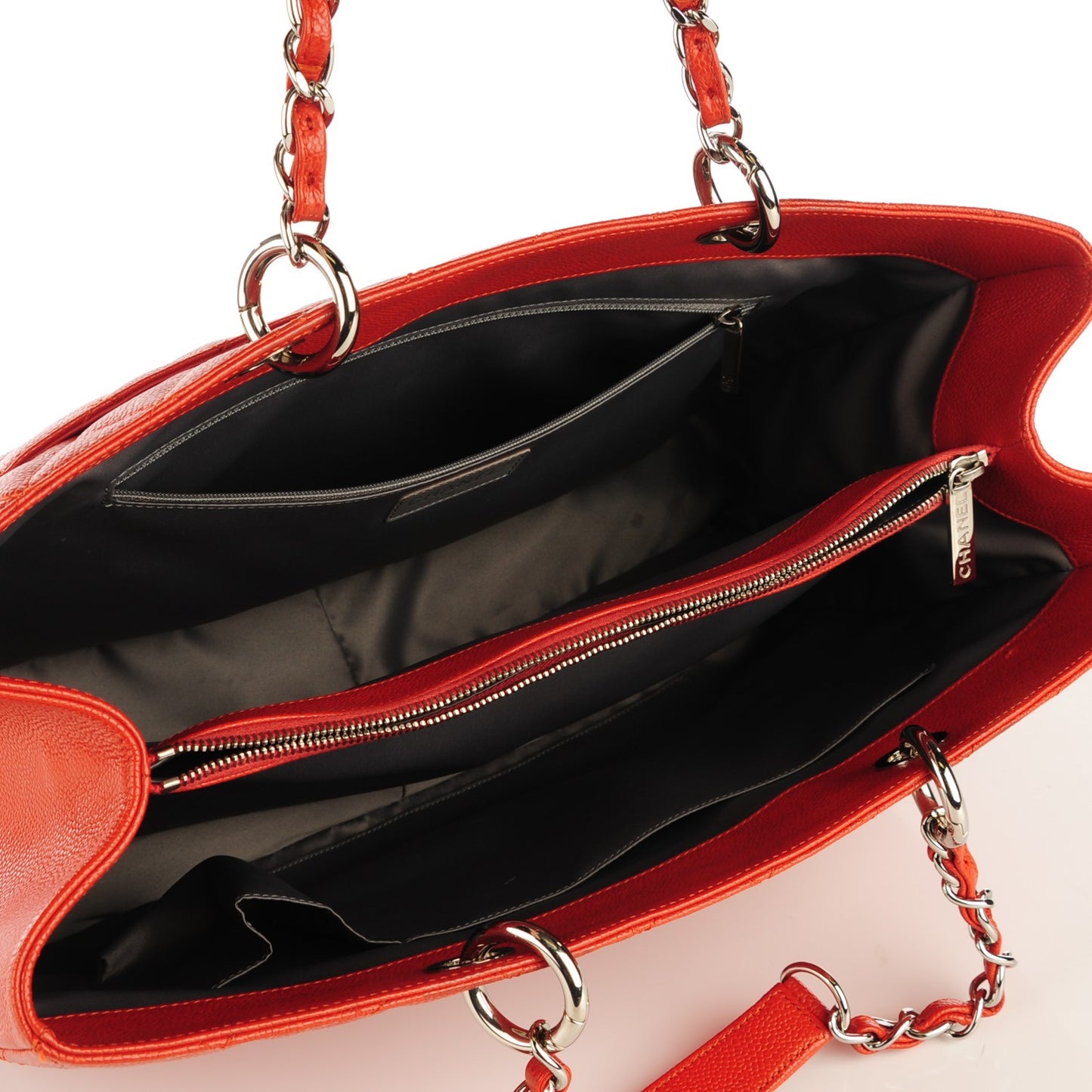 Caviar Quilted XL Grand Shopping Tote GST Orange