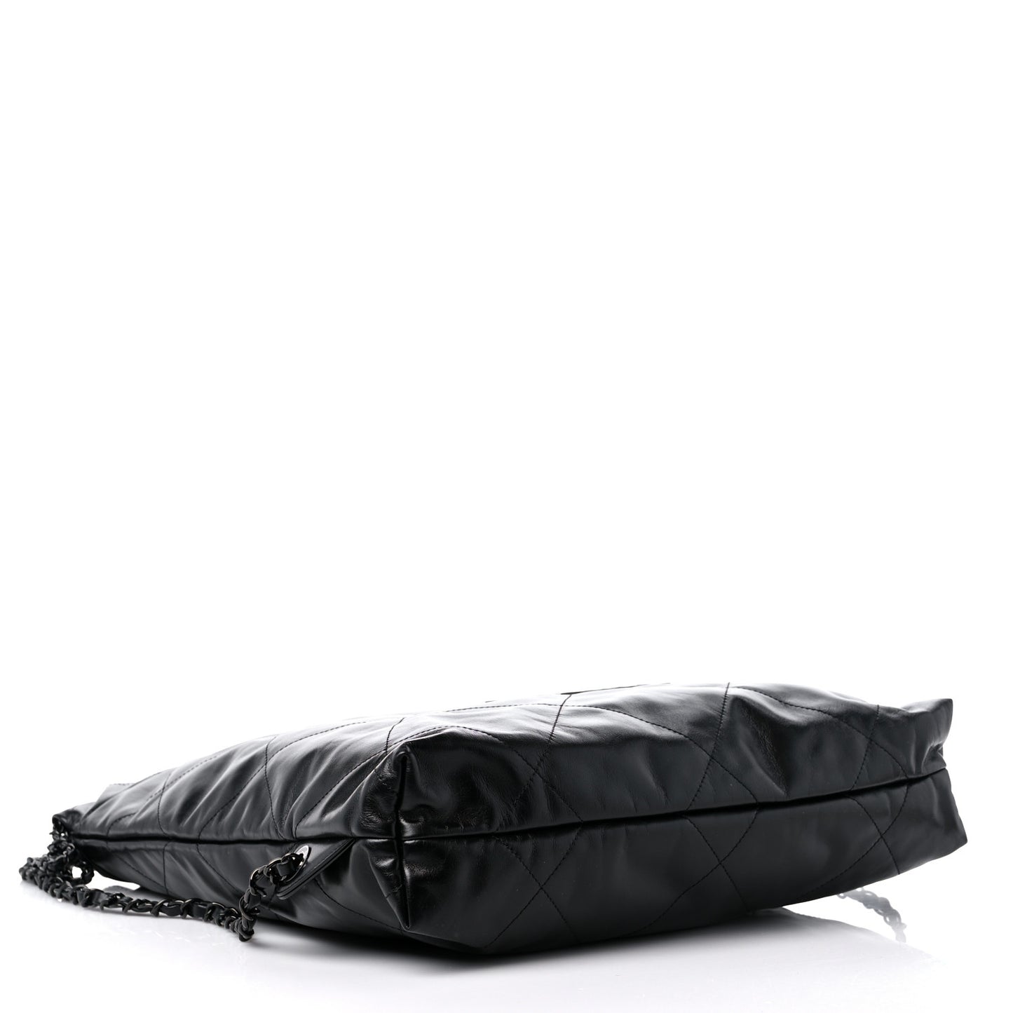 Shiny Calfskin Quilted Chanel 22 Backpack So Black