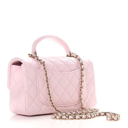 Chanel Lambskin Quilted Mini Top Handle Rectangular Flap Light Pink 3 of 9