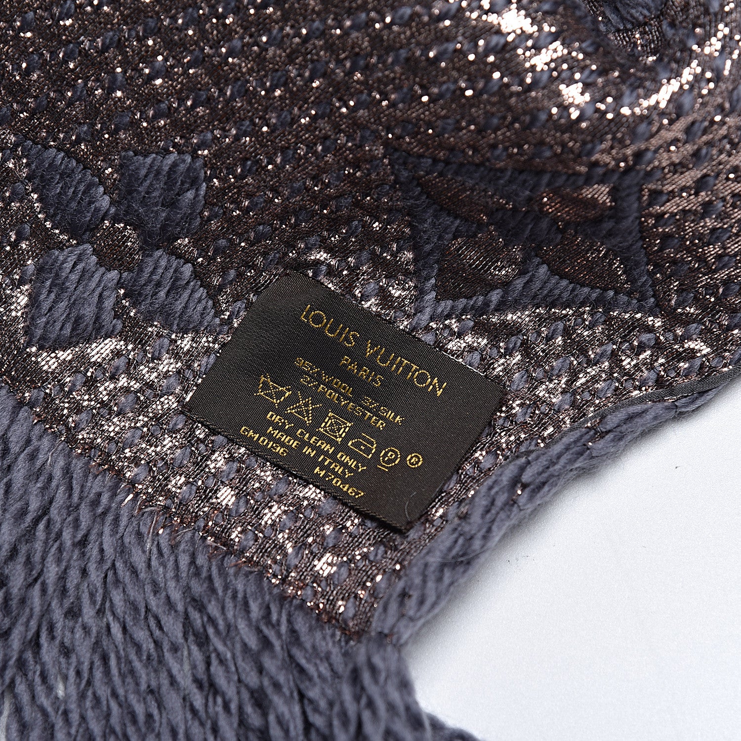 Louis Vuitton Wool Silk Logomania Shine Scarf Gris 5 of 5