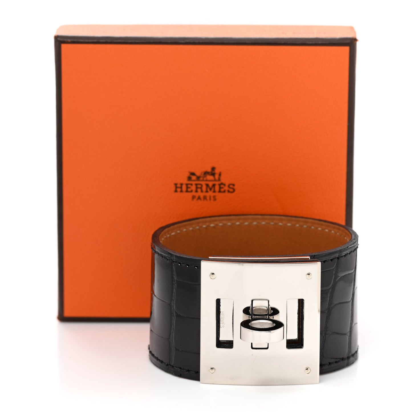 Shiny Alligator Kelly Dog Bracelet S Black