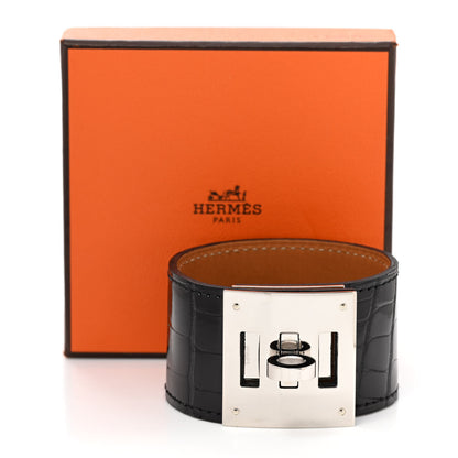 Hermes Shiny Alligator Kelly Dog Bracelet S Black 6 of 6