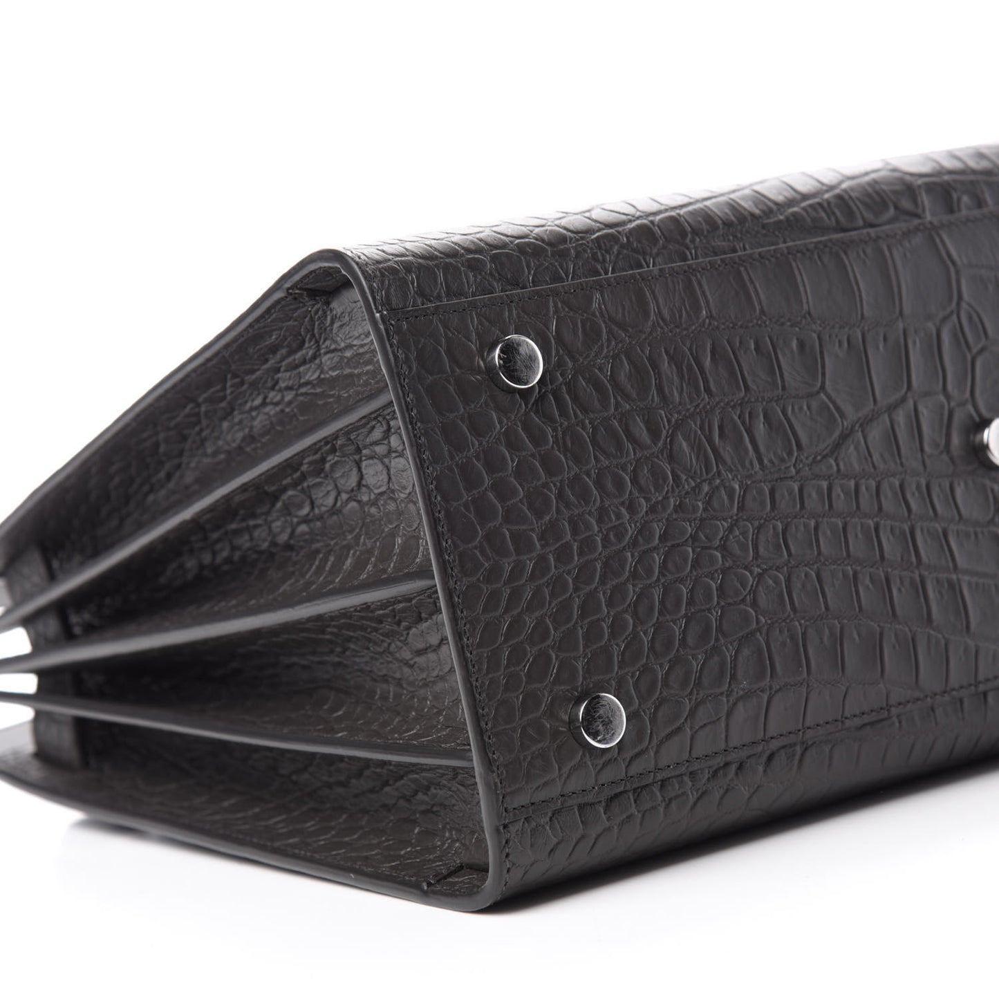 Calfskin Crocodile Embossed Small Sac De Jour Dark Brown