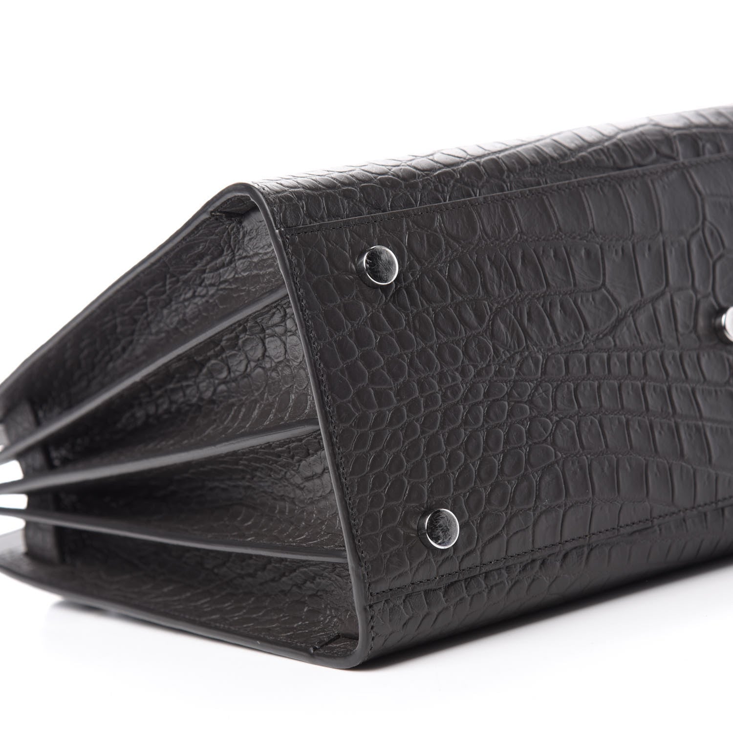 Saint Laurent Calfskin Crocodile Embossed Small Sac De Jour Dark Brown 6 of 10