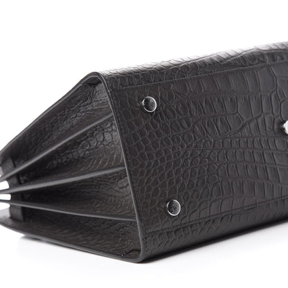 Saint Laurent Calfskin Crocodile Embossed Small Sac De Jour Dark Brown 6 of 10