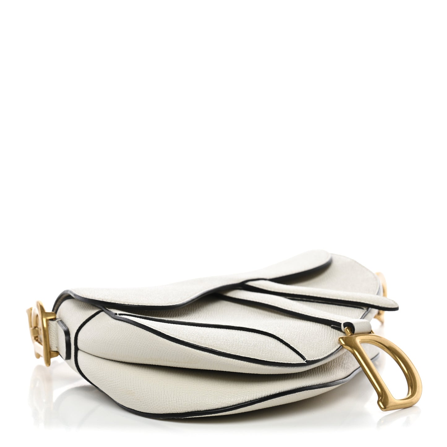 Grained Calfskin Saddle Bag White