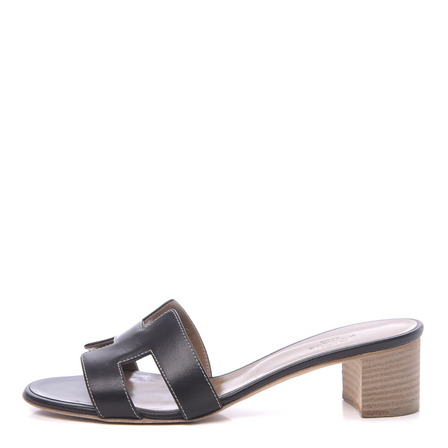 Hermes Calfskin Oasis Sandals 37.5 Black 1 of 10