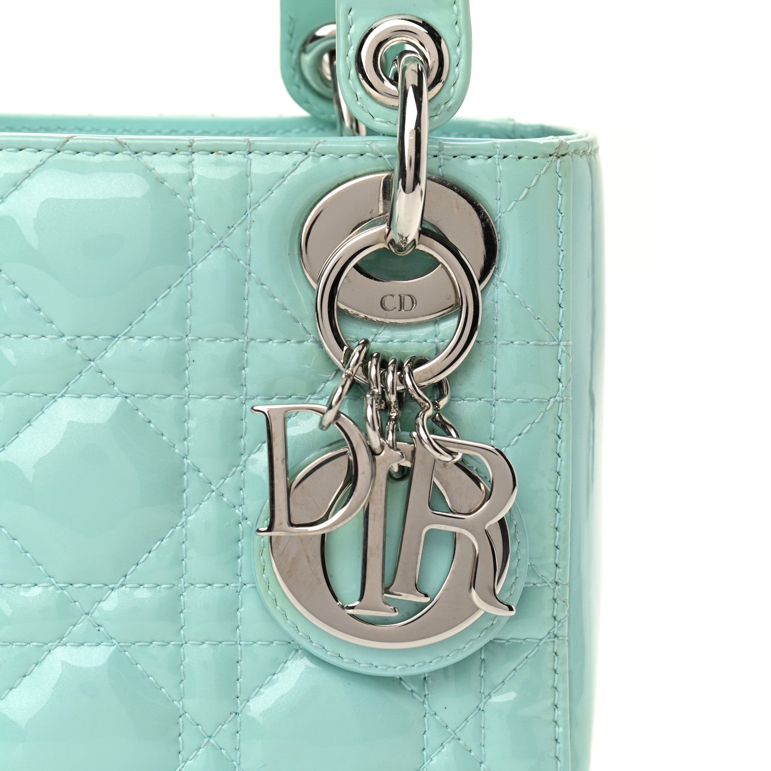 Christian Dior Patent Cannage Mini Lady Dior Light Blue 7 of 10