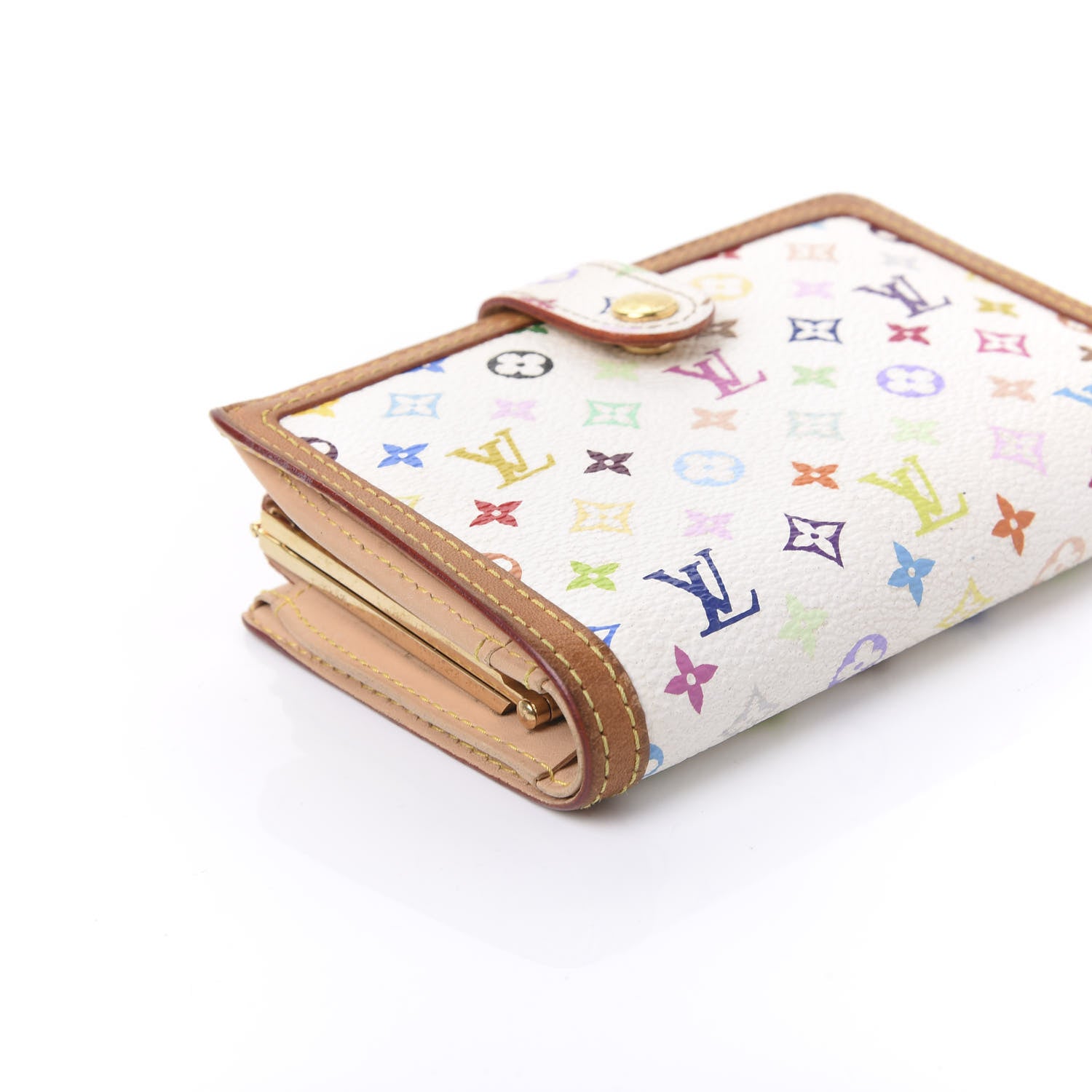Louis Vuitton Monogram Multicolor French Purse Wallet White 5 of 9