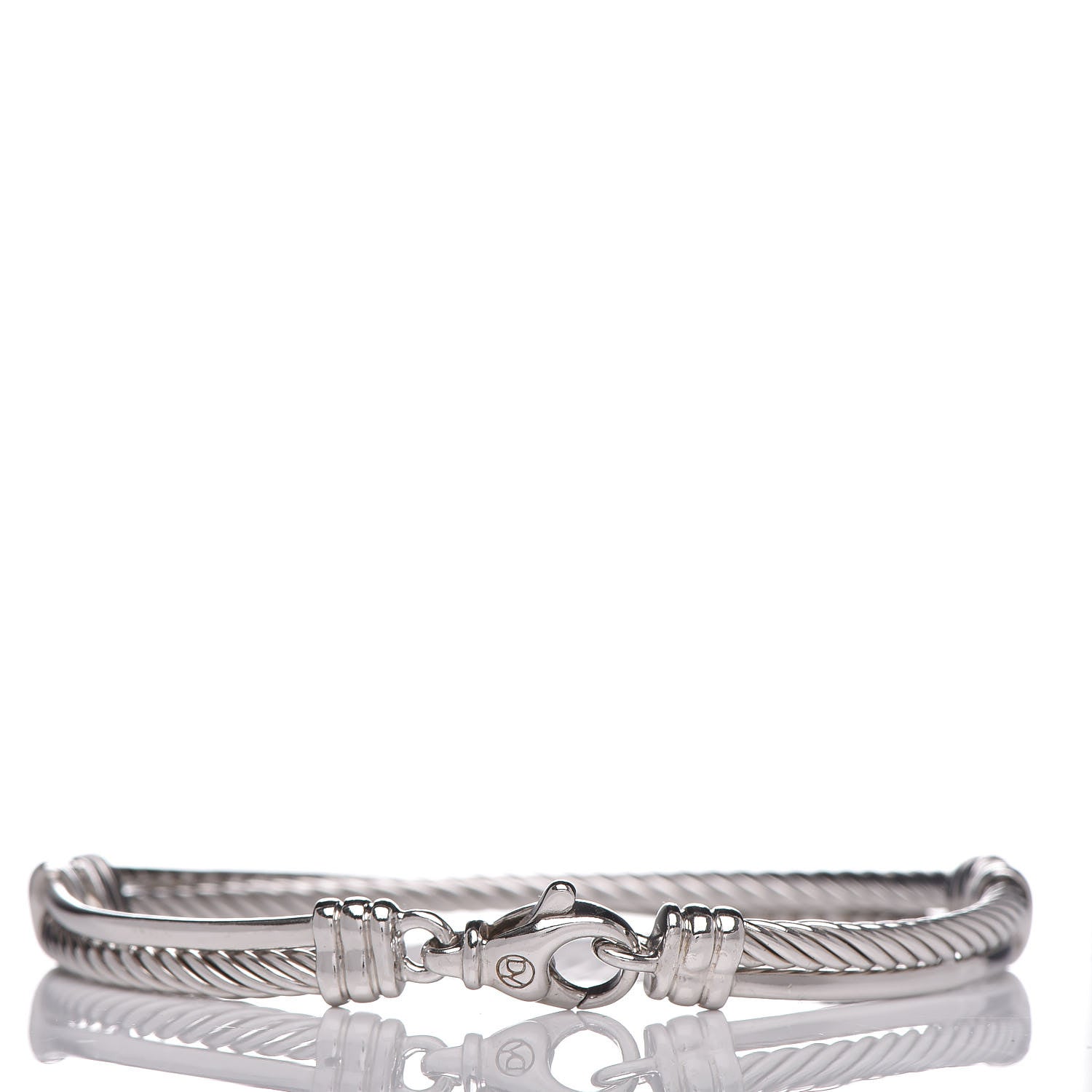 David Yurman Sterling Silver Diamond 3mm Crossover Bracelet 3 of 5