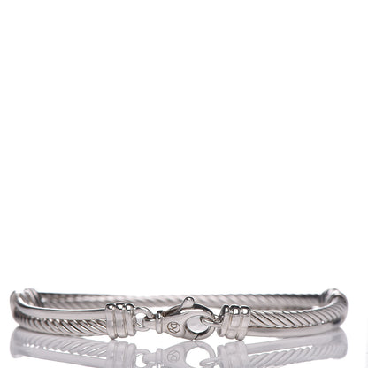 David Yurman Sterling Silver Diamond 3mm Crossover Bracelet 3 of 5