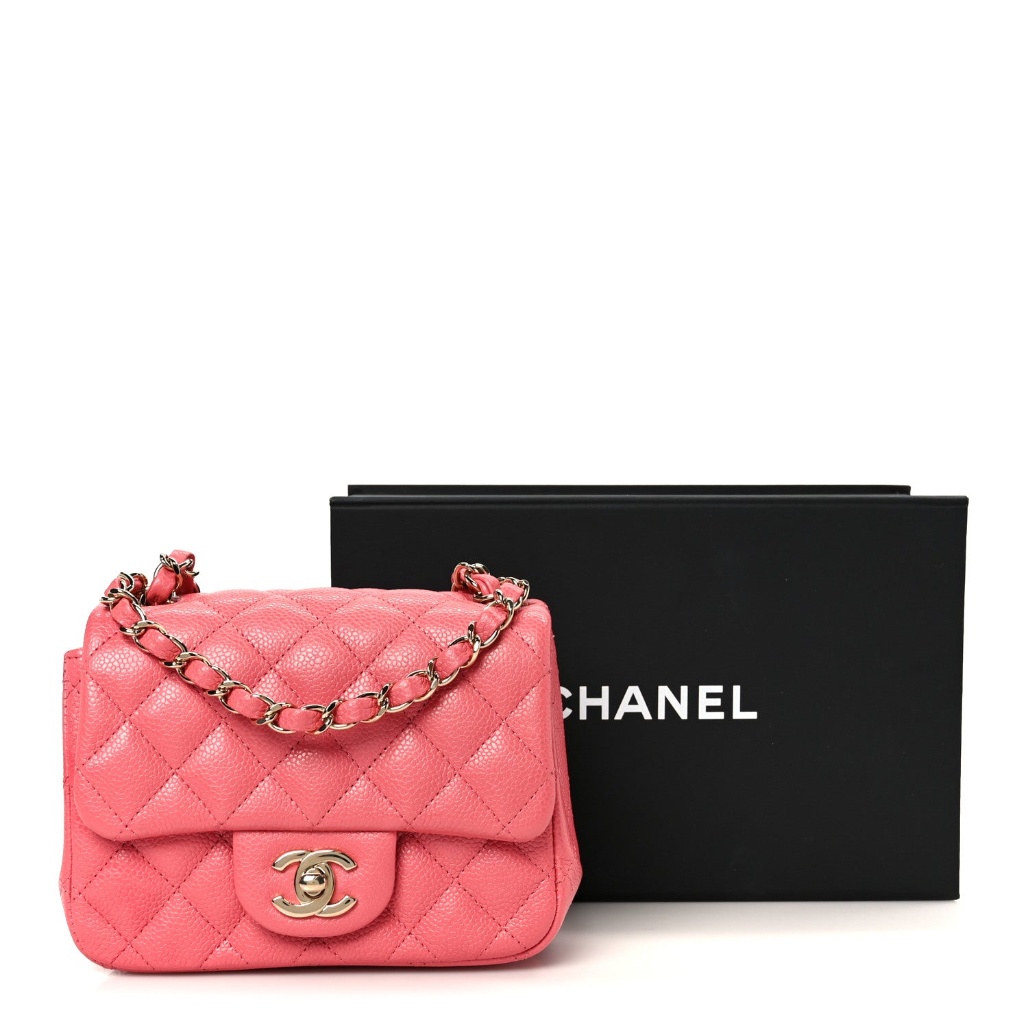 Chanel Iridescent Caviar Quilted Mini Square Flap Pink 12 of 12