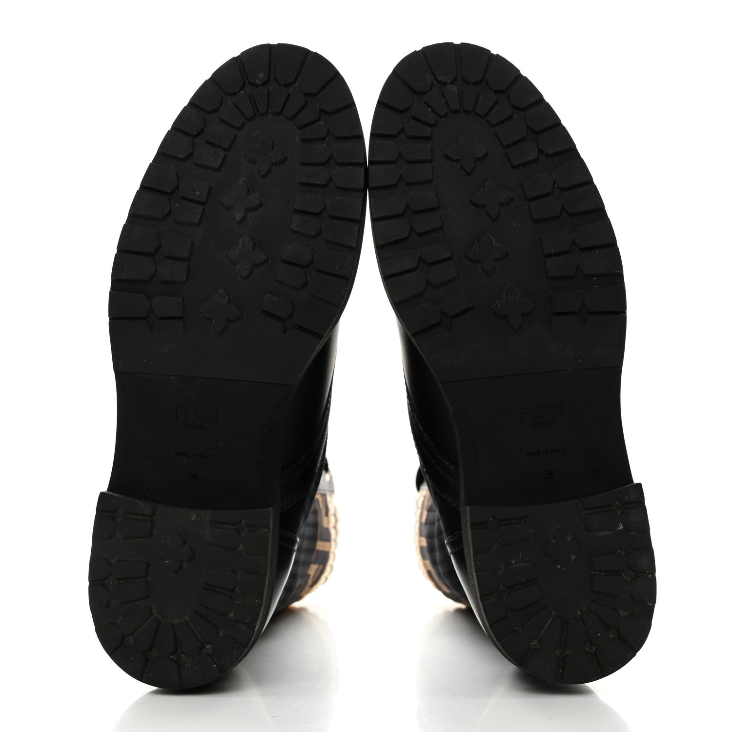 Fendi Calfskin Stretch Fabric Rockoko Biker Boots 38 Tobacco Black Marino 5 of 8