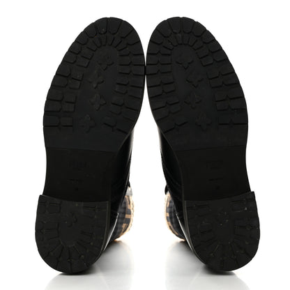 Fendi Calfskin Stretch Fabric Rockoko Biker Boots 38 Tobacco Black Marino 5 of 8