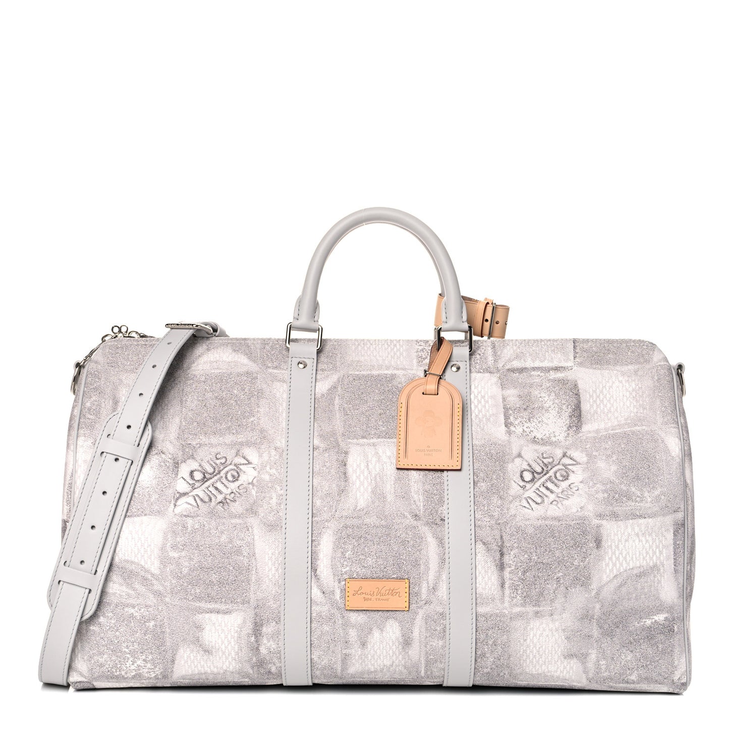 Damier Salt Keepall Bandouliere 50 Stone Grey