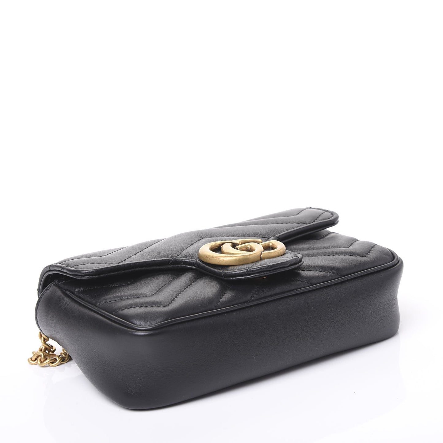 Calfskin Matelasse Super Mini GG Marmont Shoulder Bag Black