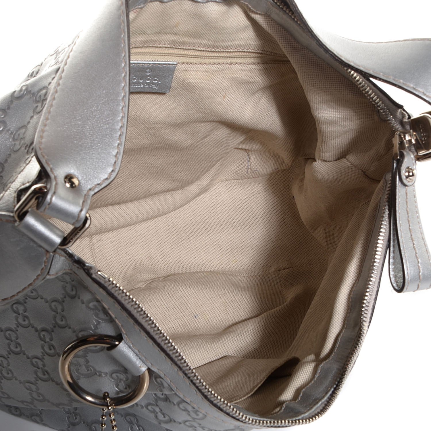 Gucci Metallic Guccissima Medium Sukey Hobo Silver 5 of 9