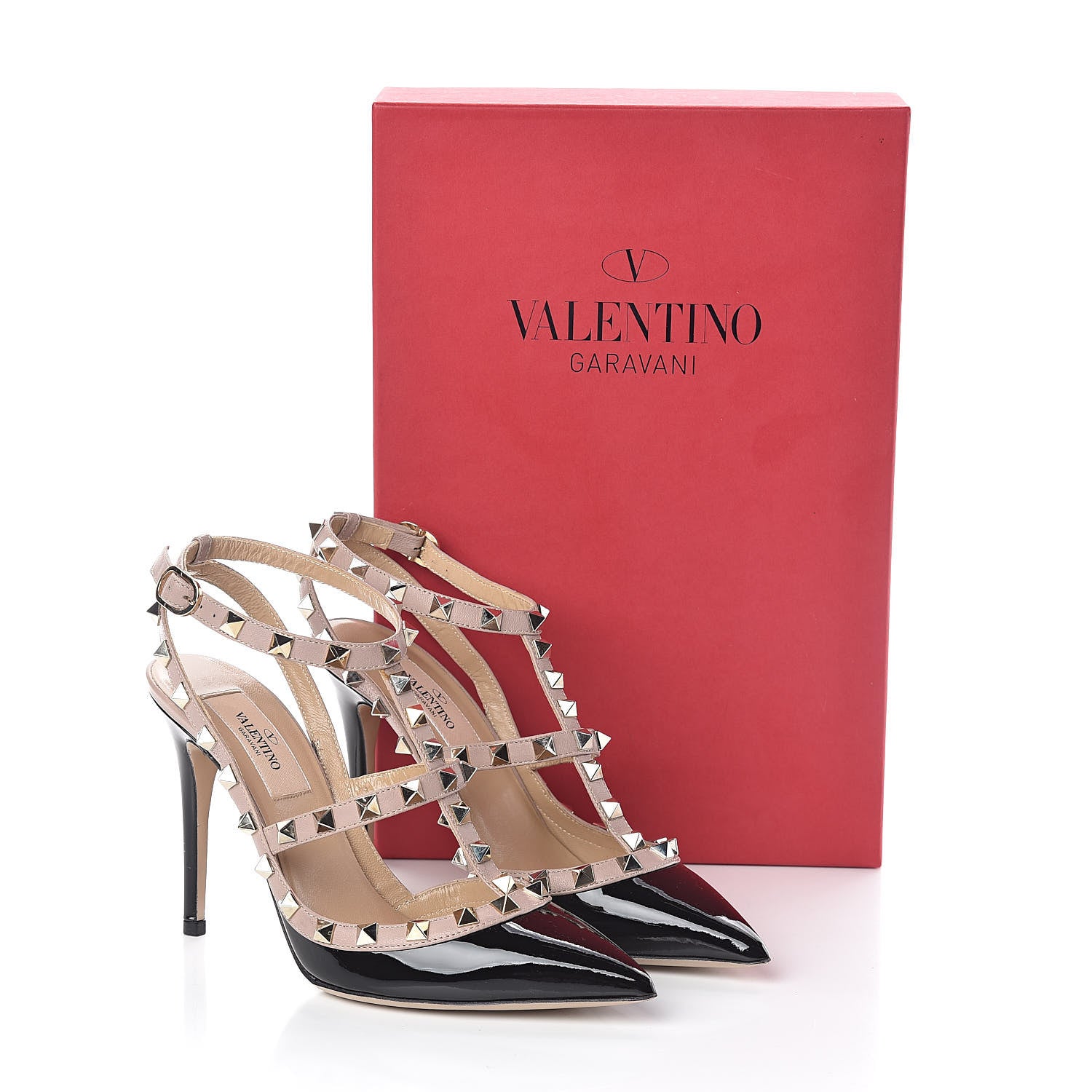 Valentino Garavani Patent Nappa Rockstud Ankle Strap 100mm Pumps 36 Black Poudre 7 of 7