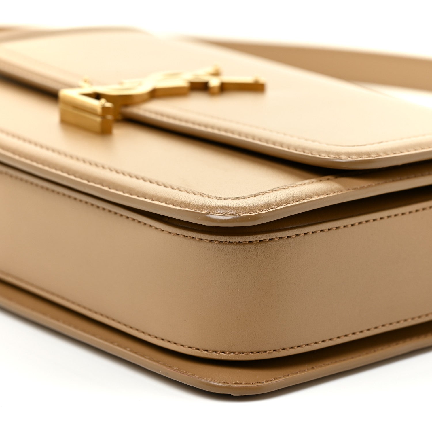 Saint Laurent Box Calfskin Monogram Medium Solferino Satchel Natural Tan 10 of 12