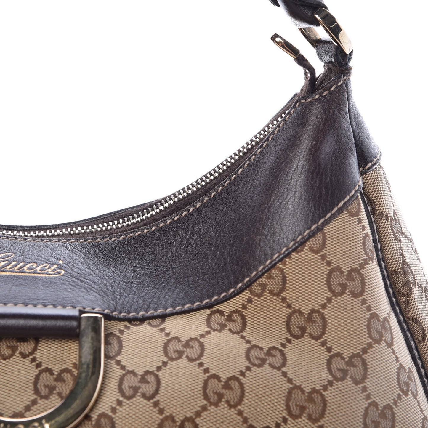 Monogram Large D Gold Hobo Dark Brown