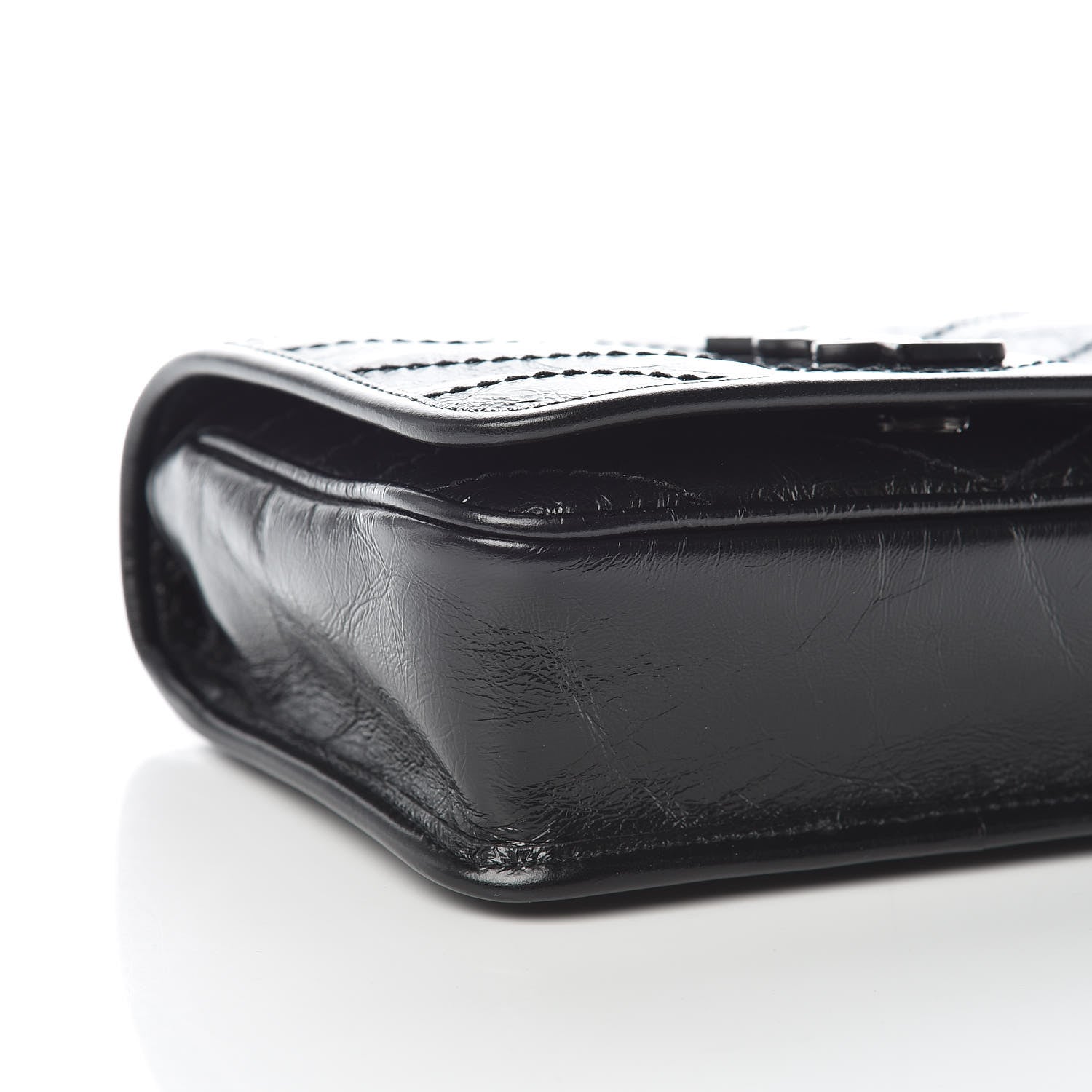 Saint Laurent Crinkled Calfskin Matelasse Monogram Niki Chain Wallet Black 5 of 9