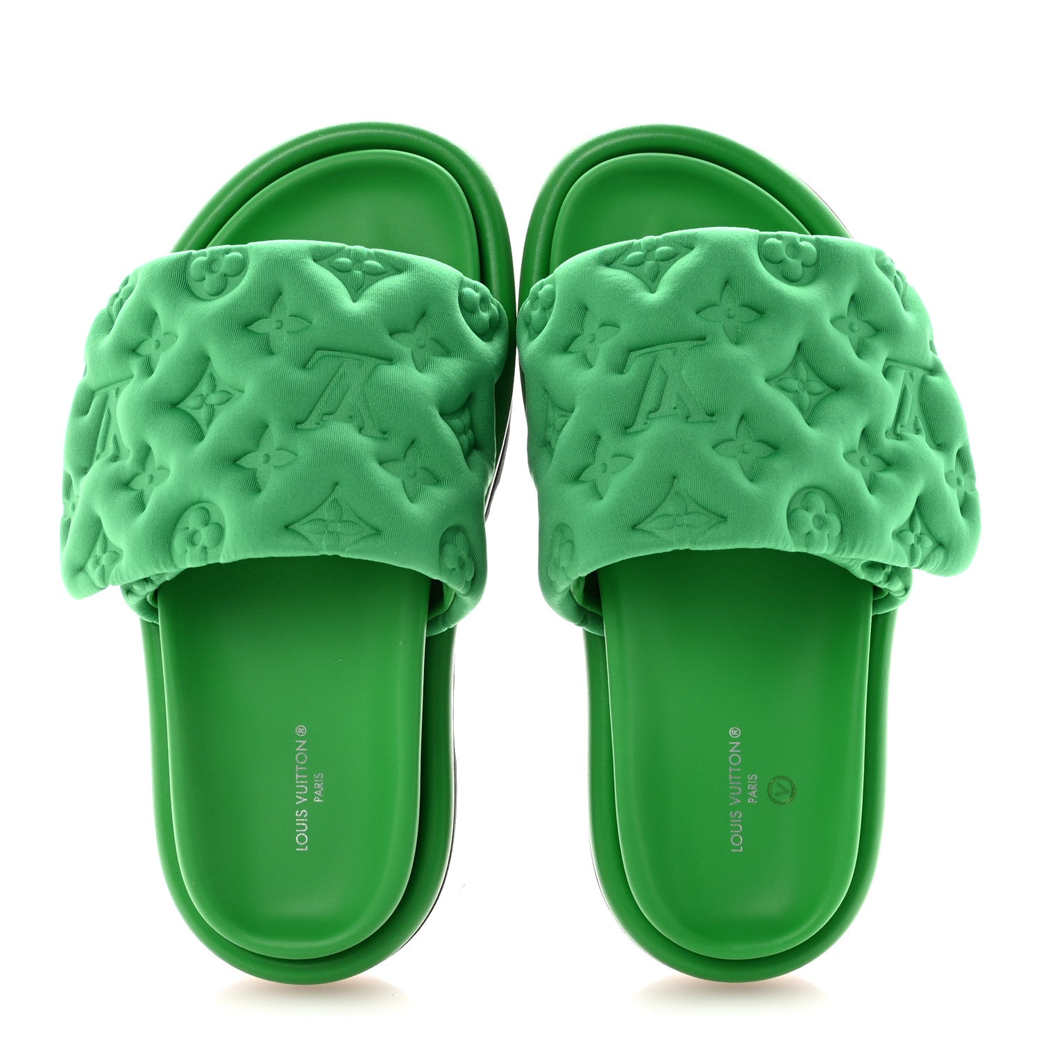 Louis Vuitton Technical Fabric Embossed Monogram Pool Pillow Comfort Mules 36 Green 2 of 9