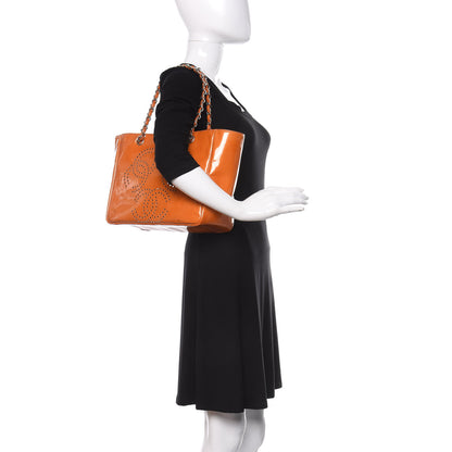 Chanel Patent Perforated CC Shopping Tote Orange 2 of 12