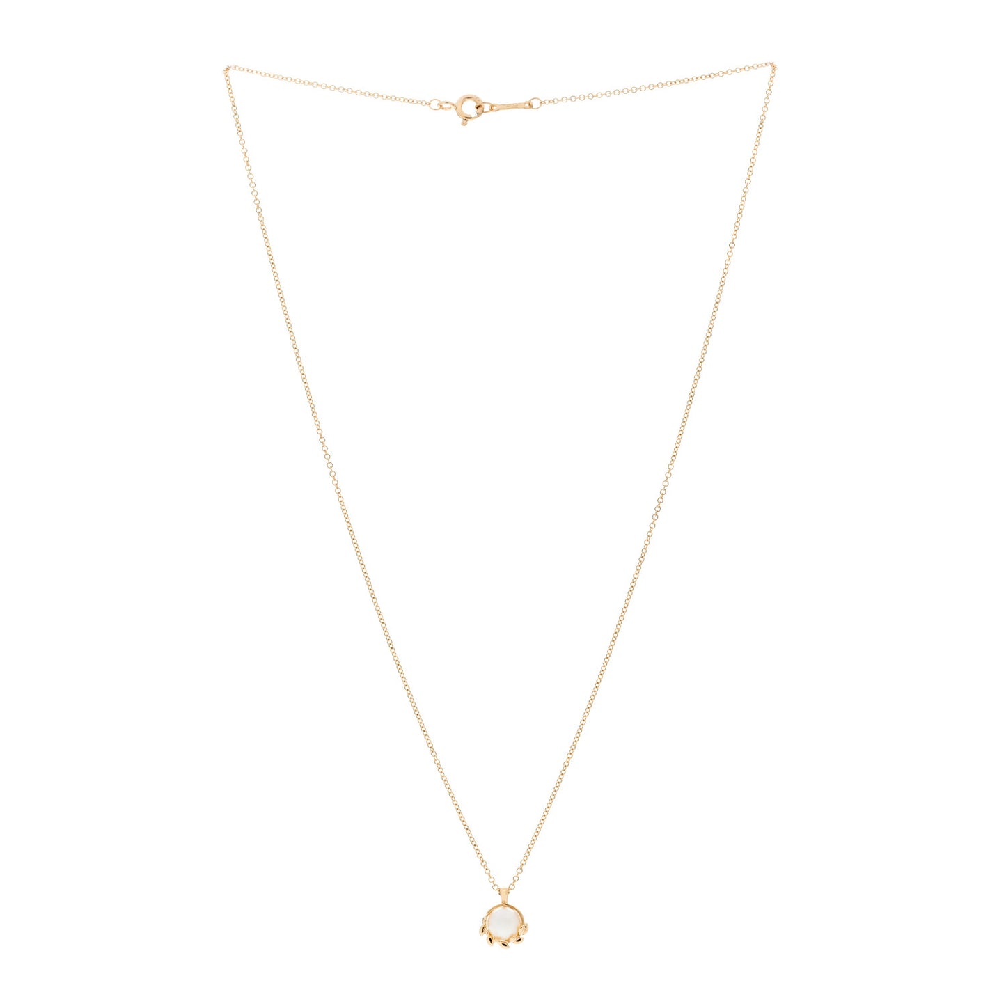 18K Yellow Gold Cultured Pearl Paloma Picasso Olive Leaf Pendant Necklace