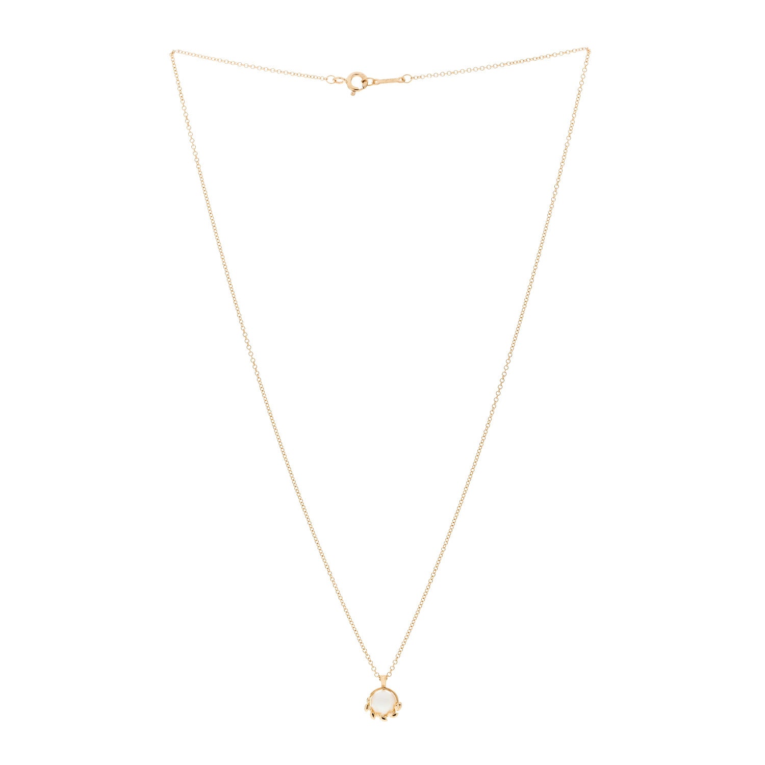 Tiffany 18K Yellow Gold Cultured Pearl Paloma Picasso Olive Leaf Pendant Necklace 3 of 6