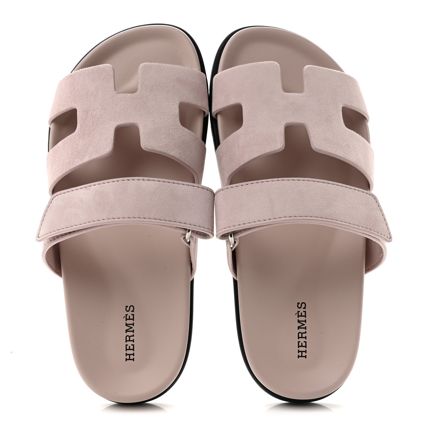 Hermes Suede Goatskin Womens Chypre Sandals 36.5 Rose Porcelaine 2 of 10