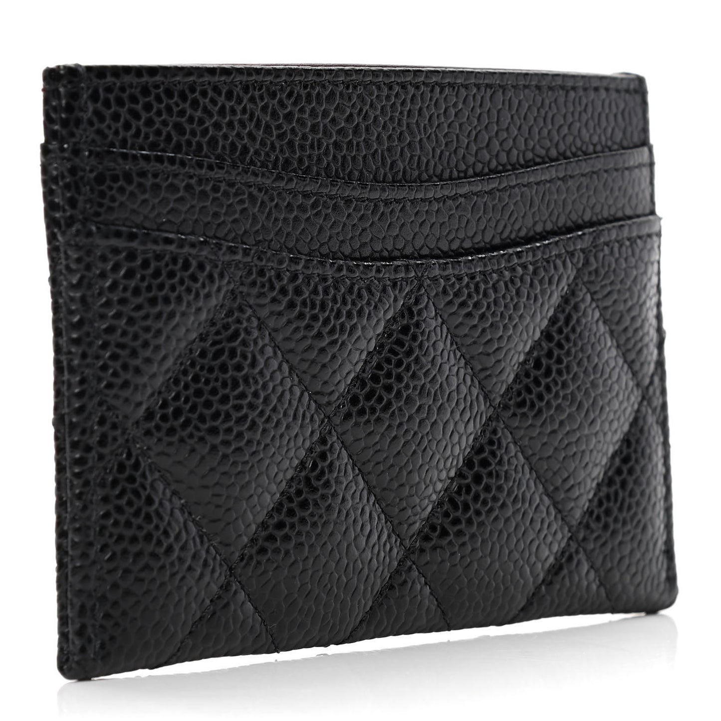 Caviar Quilted Card Holder Black