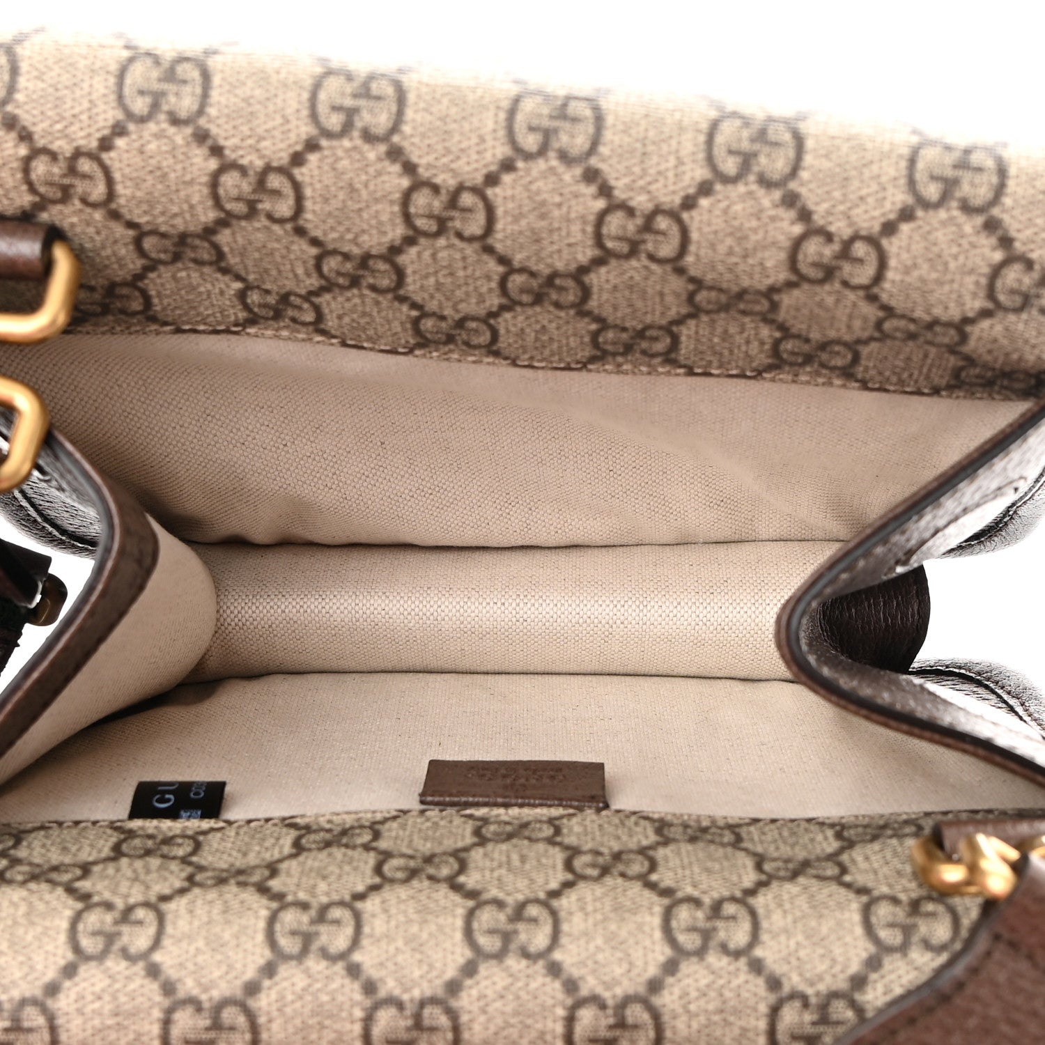Gucci GG Supreme Monogram Web Small Neo Vintage Double Flap Messenger Bag Beige New Acero 6 of 13