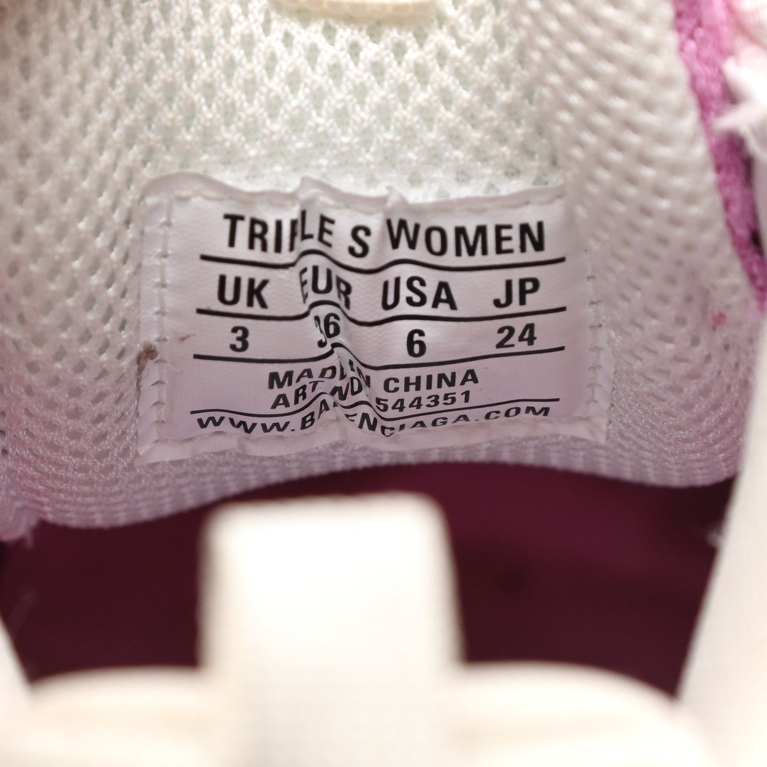 Balenciaga Fabric Mesh Clear Sole Womens Triple S Sneakers 36 White Pink 8 of 10