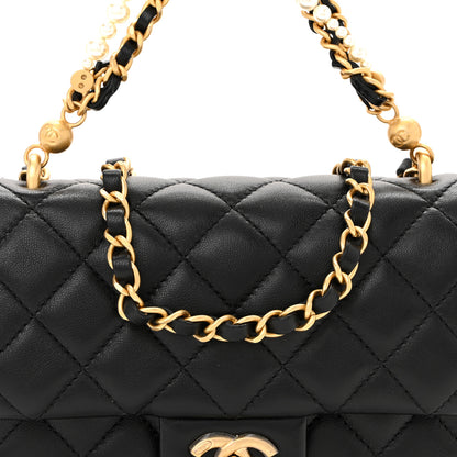 Chanel Shiny Lambskin Quilted Pearl Twist Mini Square Flap Black 8 of 10