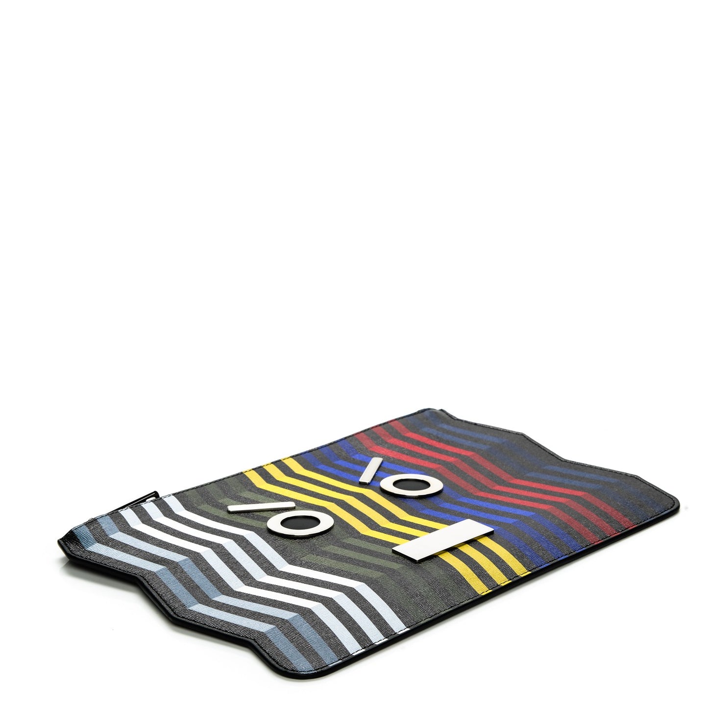 Vitello Elite Chevron No Words Faces Pouch Multicolor Black