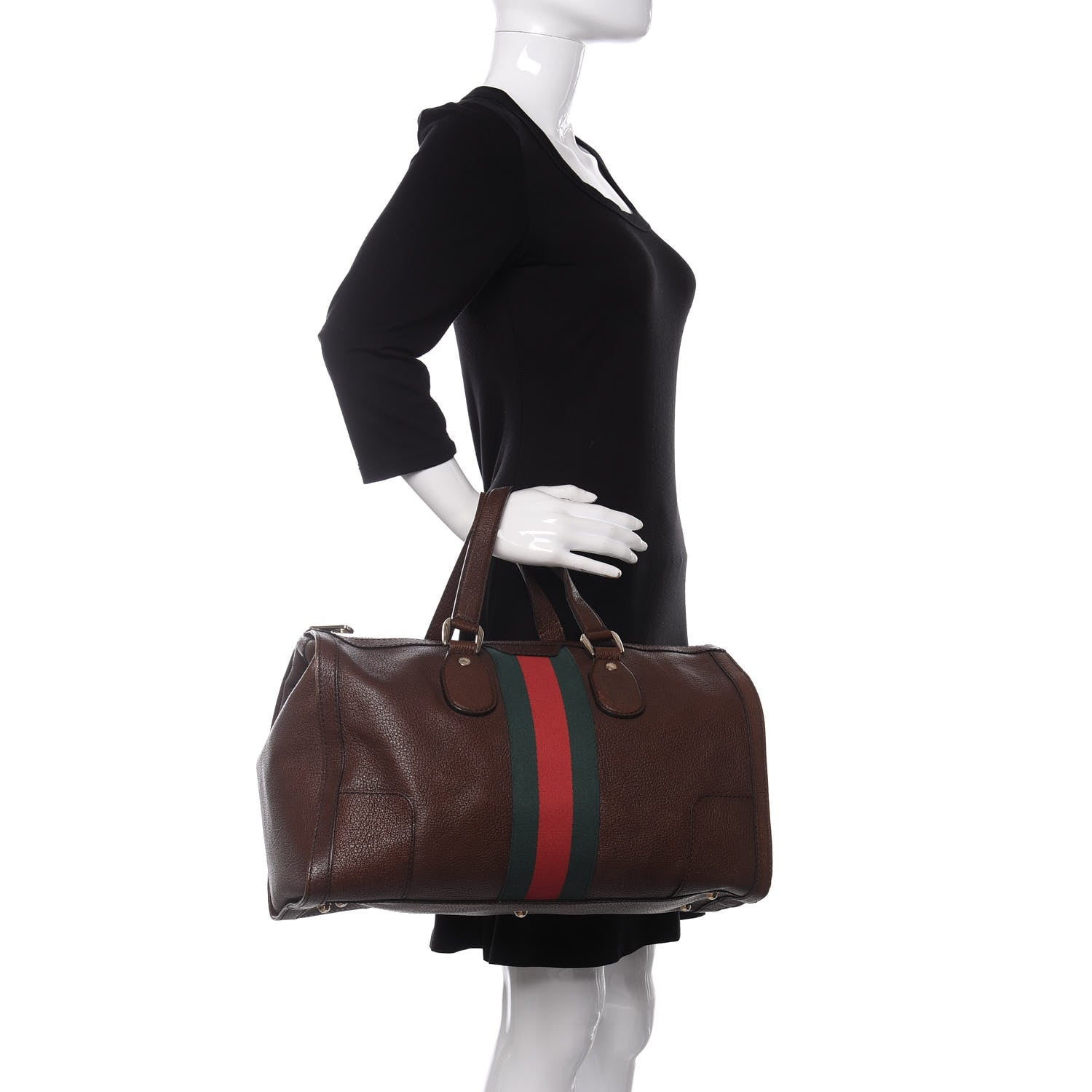 Gucci Calfskin Medium Web Seventies Boston Brown 2 of 10