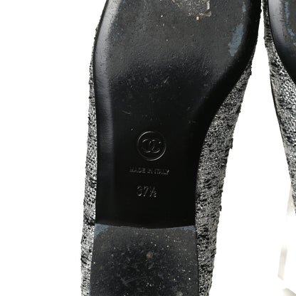 Chanel Tweed Sequin Cap Toe Ballerina Flats 37.5 Black Blue 8 of 14