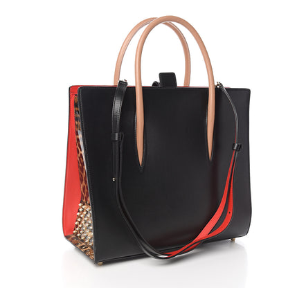 Christian Louboutin Calfskin Patent Leopard Spiked Large Paloma Black 2 of 11