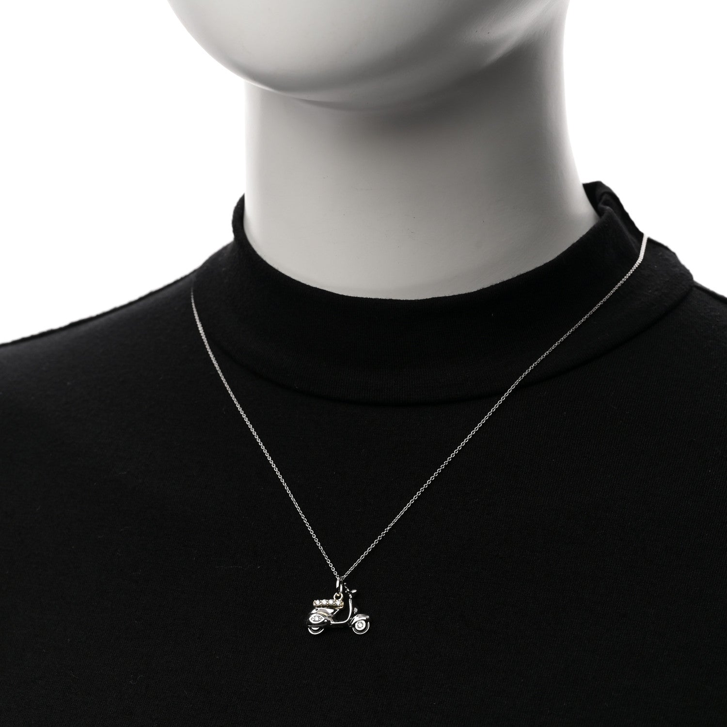 Roberto Coin 18K White Yellow Gold Diamond Scooter Pendant Necklace 2 of 6