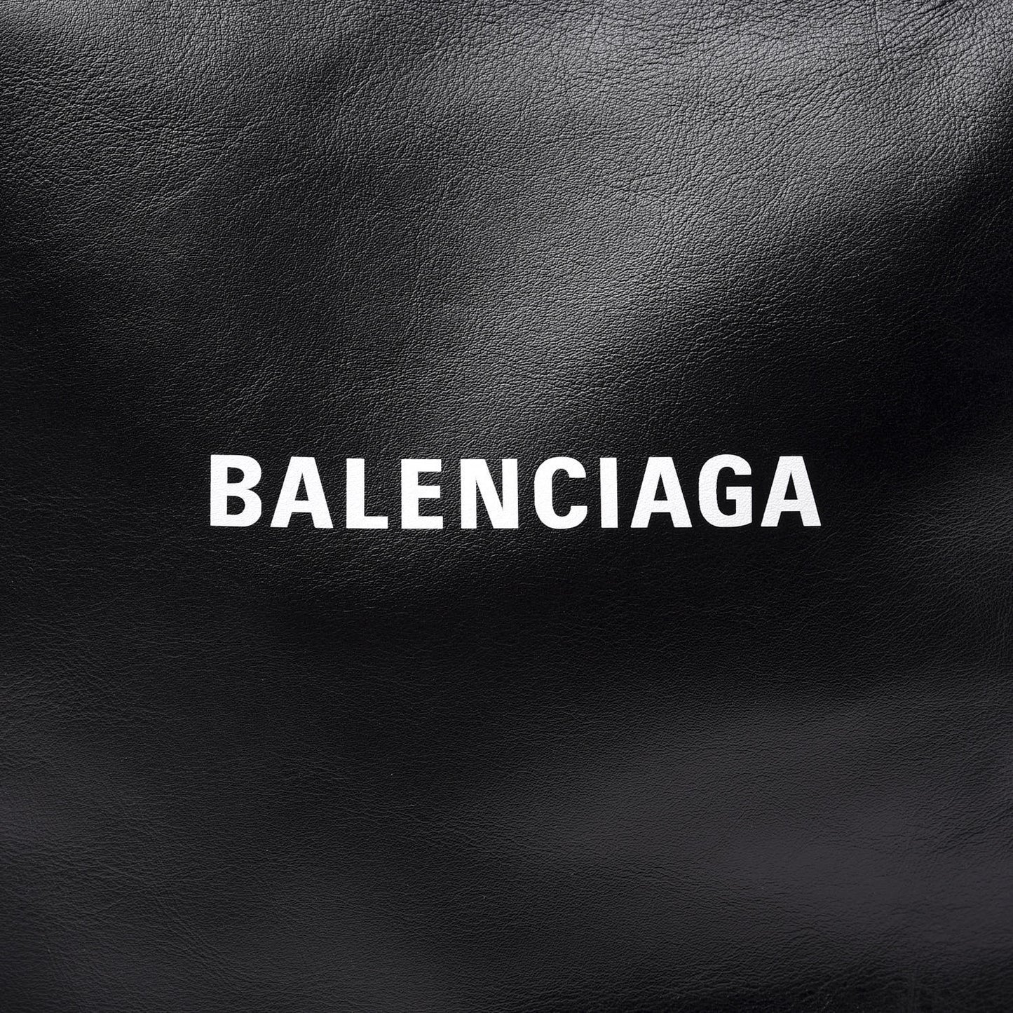 Calfskin Printed Logo Small Market Shopper Tote Black
