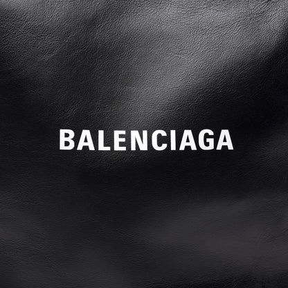Balenciaga Calfskin Printed Logo Small Market Shopper Tote Black 11 of 12