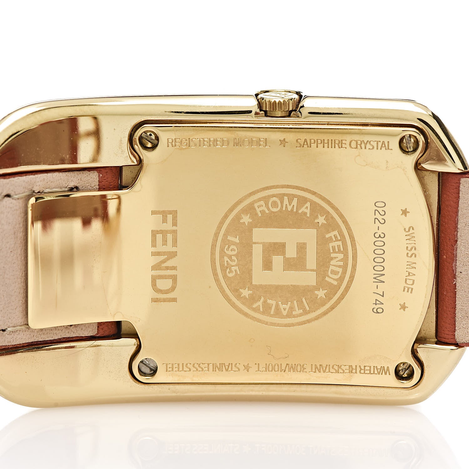 Fendi Stainless Steel Calfskin Diamond Mother of Pearl 29mm Chameleon Quartz Watch Coral 5 of 8