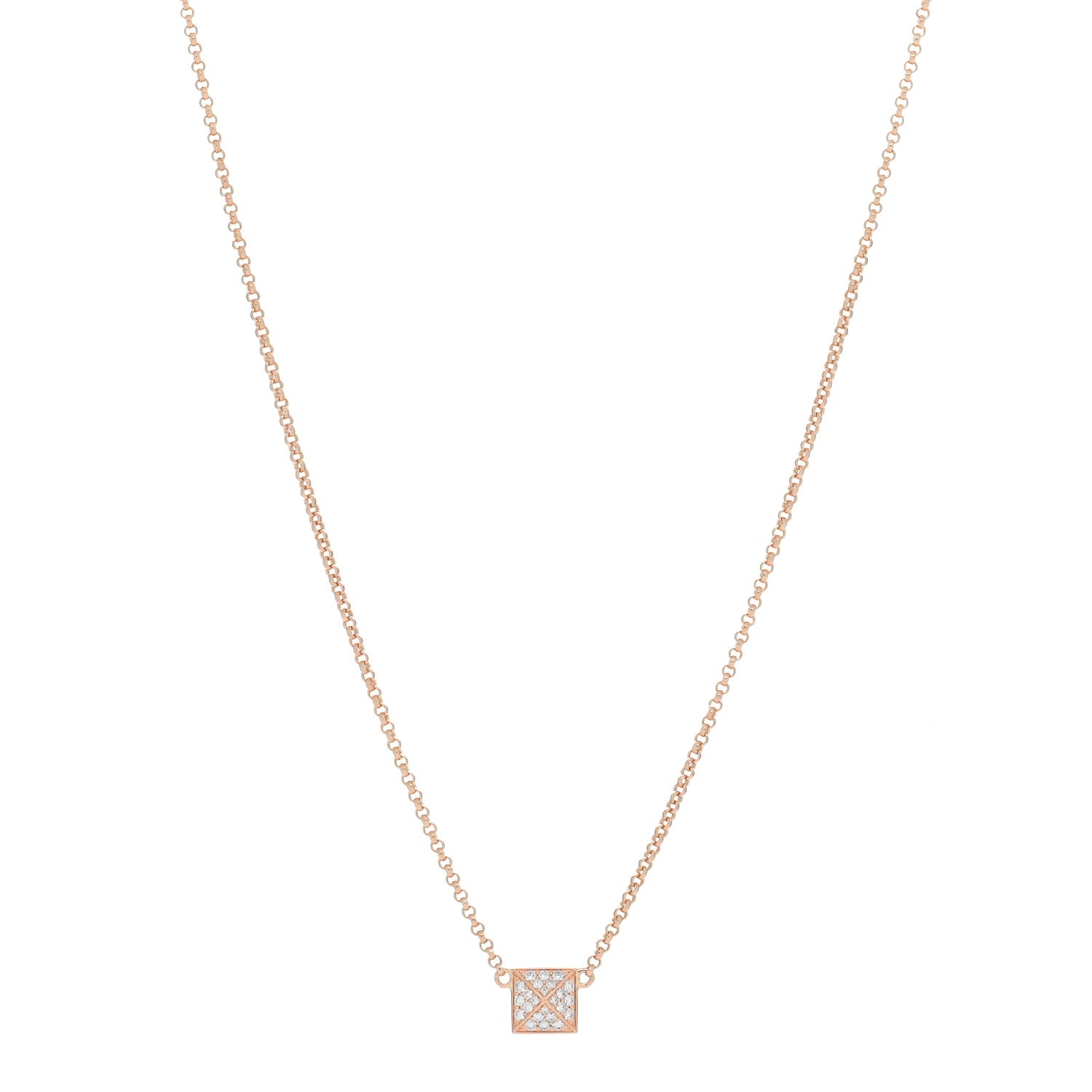 Hermes 18K Rose Gold Diamond Clou d'H Pendant Necklace 1 of 5