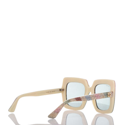 Gucci Square Frame Stripe Glitter GG0328S Sunglasses Ivory Multicolor 4 of 7